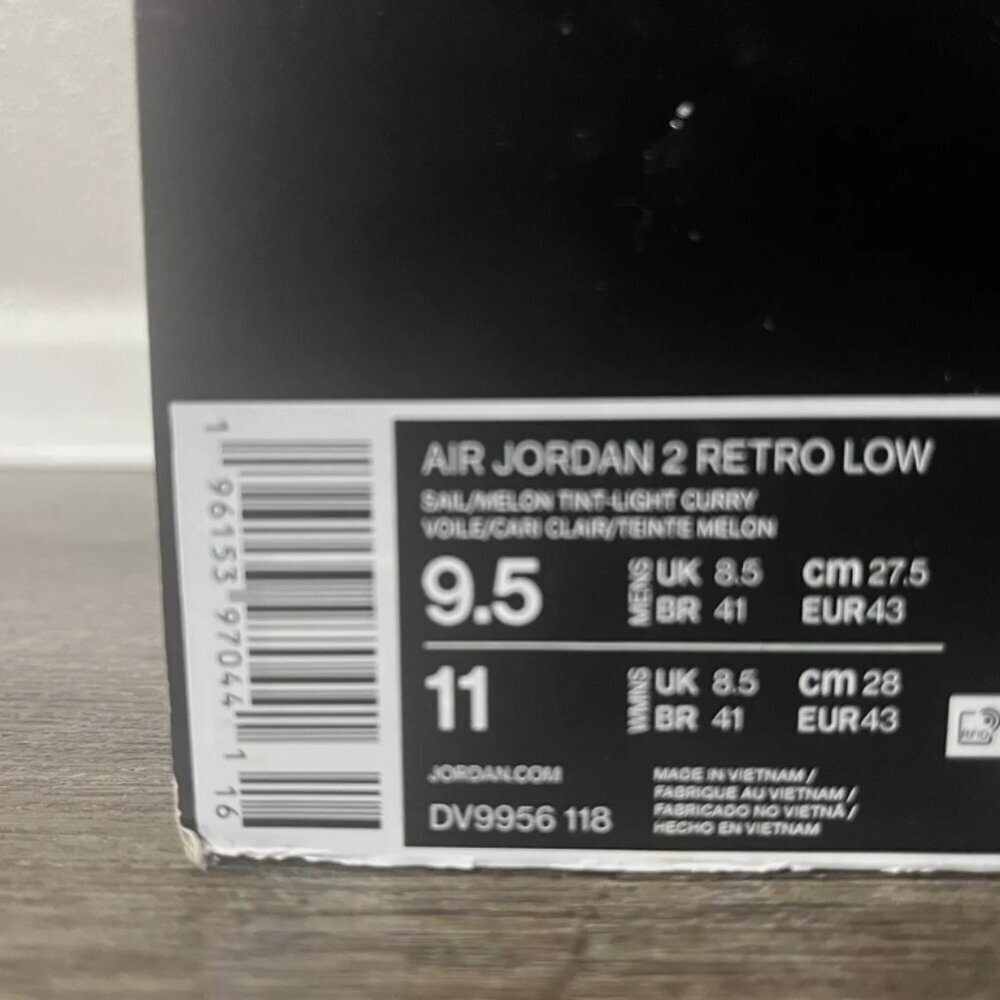 Nike Air Jordan 2 Retro Low Sail/Melon-Light Curry Mens Shoe Size 9.5 DV9956 118 - Picture 11 of 11